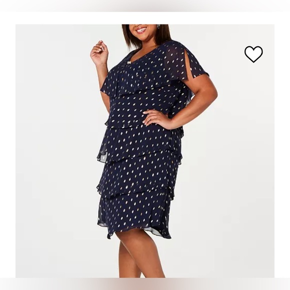 Metallic Glitter Printed Short Sleeve Tier Dress - Picture 2 of 7